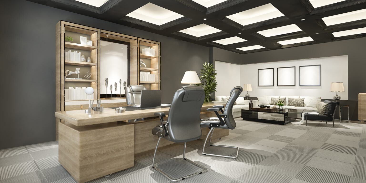 3d rendering luxury business meeting and working room in executive office