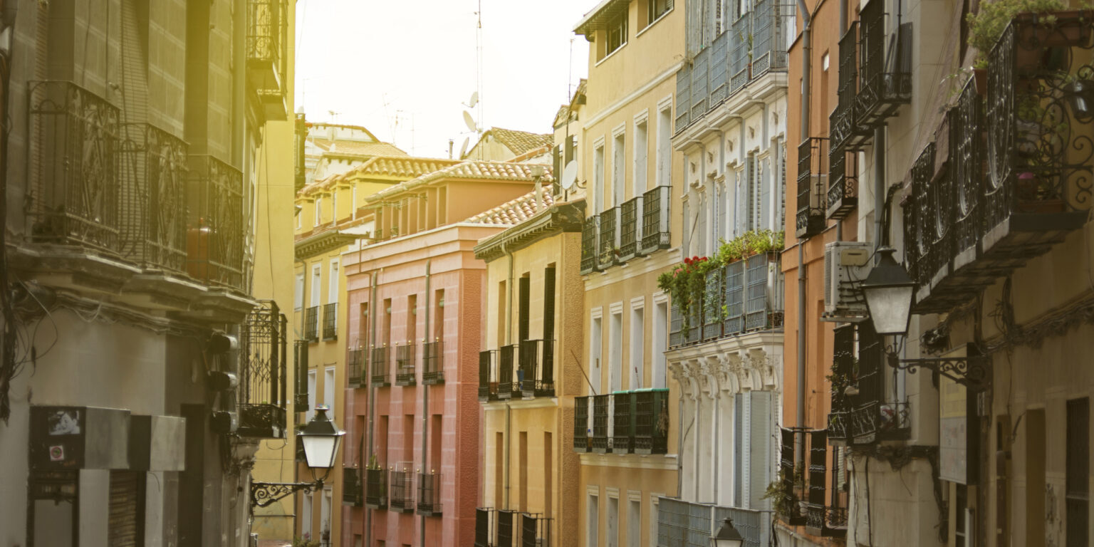 Madrid, colorful old neighborhood of "Lavapies", Spain